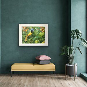 8x10" Colombia Cafe Quindio Art Print (w/mat): Green Jay- HOME